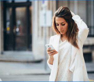 A woman using her phone